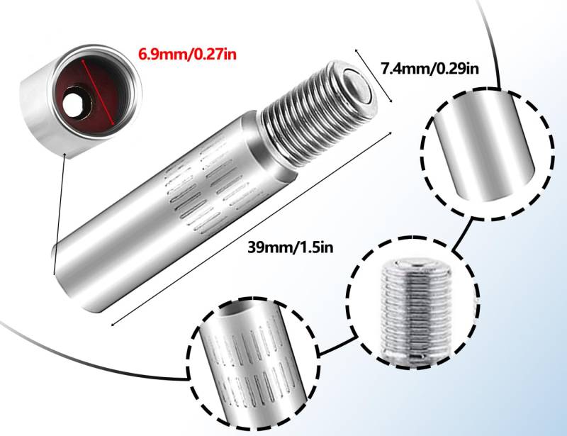 KAPSING 2 Stück Ventilverlängerungen, 39mm Lang Reifen Ventilverlängerungen Adapter, Elektroroller Reifen Ventilverlängerungen, für Scooter/Auto/Elektroroller/Fahrrad von KAPSING