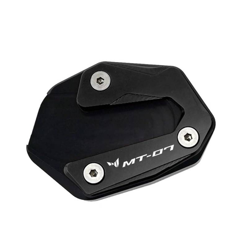 KARDAS Für MT07 2022 2023 MT-07 2014-2024 2021 Zubehör Motorrad Seitenständer Verlängerungsplatte & Reifenventilkappe(Black) von KARDAS