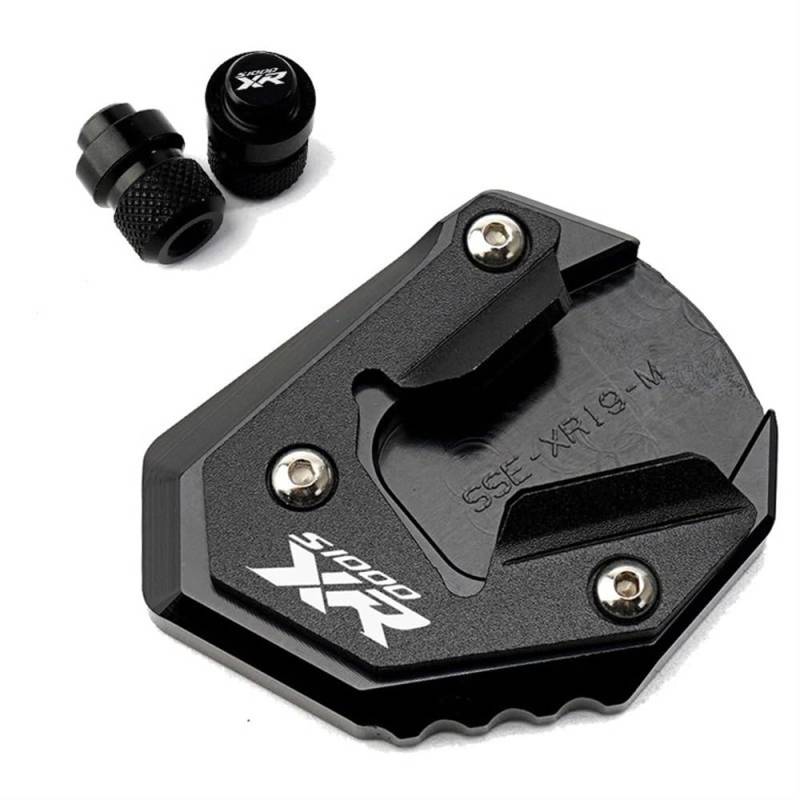 KARDAS Für S1000XR S 1000 XR S 1000XR 2017-2023 Motorradzubehör Ständer Seitenständerverlängerung Vergrößerungspad Reifenventilkappen(1 Set Black(17-19)) von KARDAS