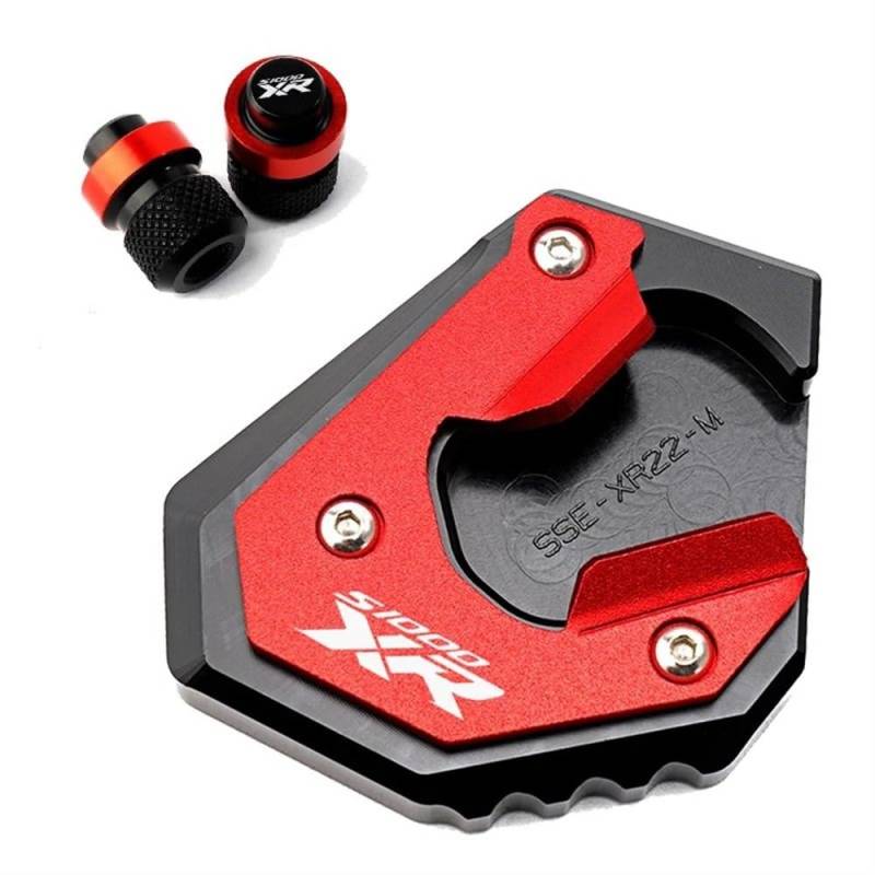 KARDAS Für S1000XR S 1000 XR S 1000XR 2017-2023 Motorradzubehör Ständer Seitenständerverlängerung Vergrößerungspad Reifenventilkappen(1 Set Red(20-22)) von KARDAS