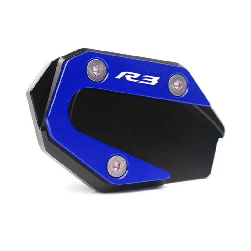 KARDAS Für YZF-R3 YZF-R25 MT-03 MT-25 YZF MT R3 R25 Motorrad CNC Kickstand Fuß Seitenständer Verlängerung Pad Stützplatte Vergrößern(R3 Blue) von KARDAS