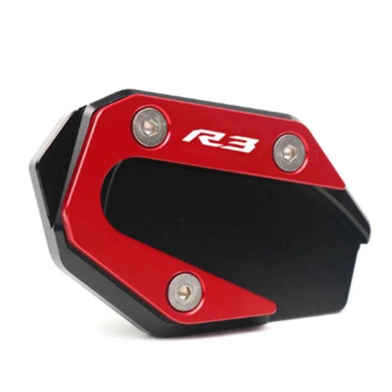 KARDAS Für YZF-R3 YZF-R25 MT-03 MT-25 YZF MT R3 R25 Motorrad CNC Kickstand Fuß Seitenständer Verlängerung Pad Stützplatte Vergrößern(R3 Red) von KARDAS