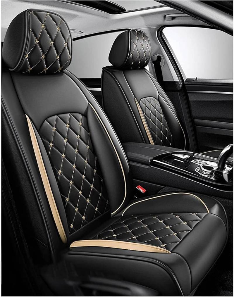 KARDZ Auto Sitzbezüge für BMW 3 Series E90 Sedan 2005-2012, PU-Leder Komfortabler Wasserdicht Atmungsaktiv Sitze Protector Innenraum Zubehör,A-BlackGold von KARDZ