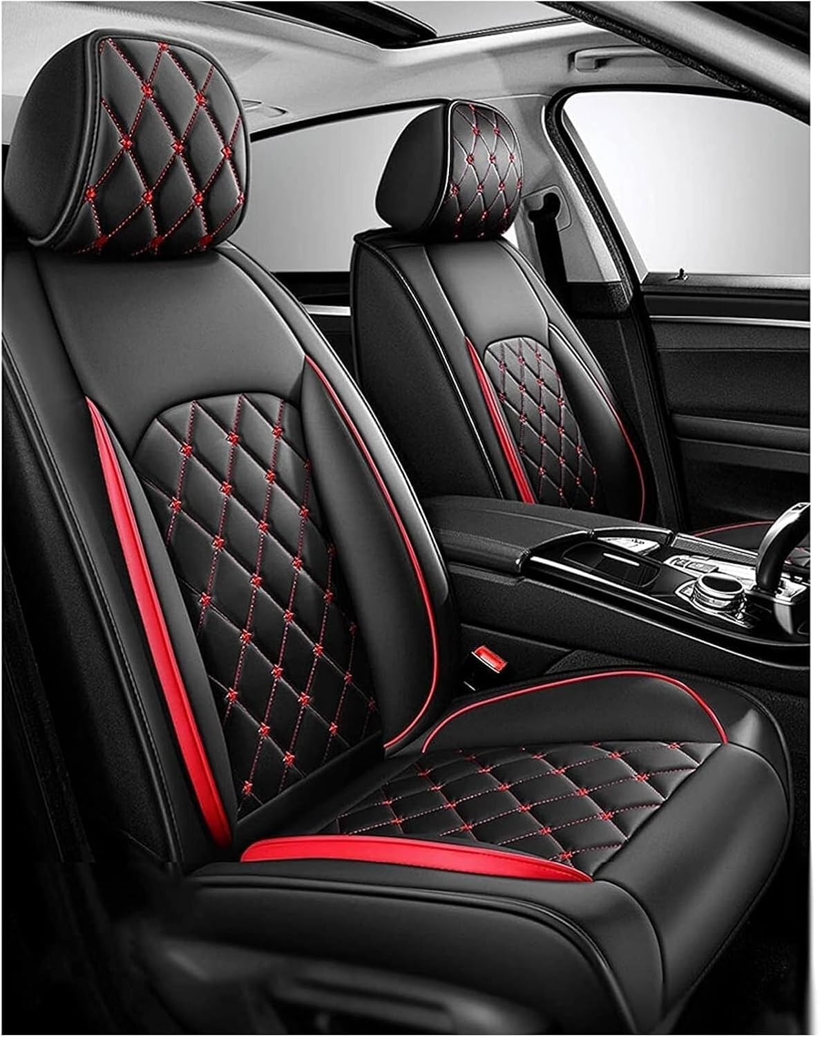 KARDZ Auto Sitzbezüge für BMW 3 Series F30 F31 F34 F35 3 Compact 2000-2023, PU-Leder Komfortabler Wasserdicht Atmungsaktiv Sitze Protector Innenraum Zubehör,B-BlackRed KARDZ Auto Sitzbezüge für BMW 3 Series F30 F31 F34 F35 3 Compact 2000-2023, PU-Leder Komfortabler Wasserdicht Atmungsaktiv Sitze Protector Innenraum Zubehör,B-BlackRed von KARDZ