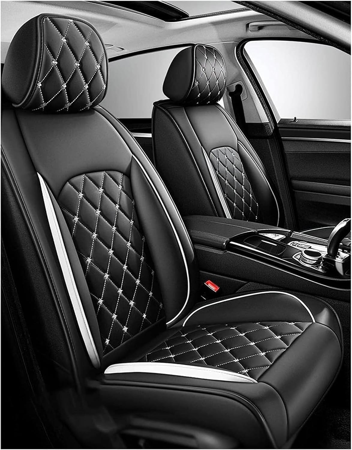 KARDZ Auto Sitzbezüge für BMW 3 Series F30 F31 F34 F35 3 Compact 2000-2023, PU-Leder Komfortabler Wasserdicht Atmungsaktiv Sitze Protector Innenraum Zubehör,D-Blackwhite KARDZ Auto Sitzbezüge für BMW 3 Series F30 F31 F34 F35 3 Compact 2000-2023, PU-Leder Komfortabler Wasserdicht Atmungsaktiv Sitze Protector Innenraum Zubehör,D-Blackwhite von KARDZ