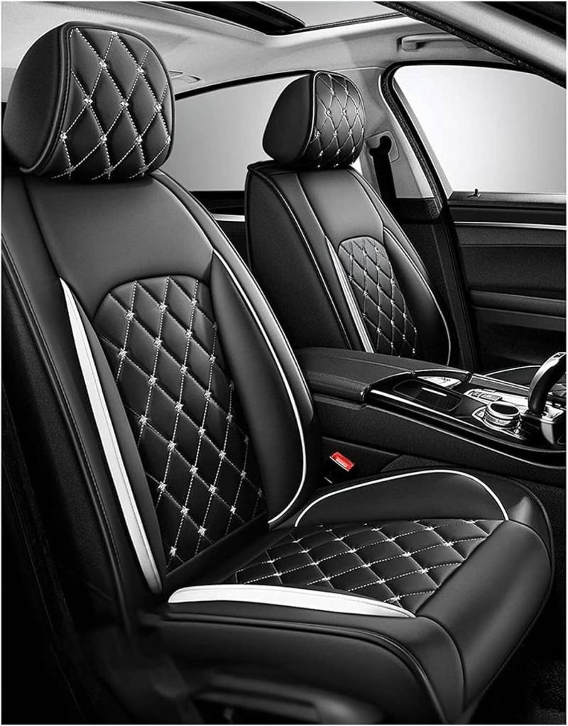 KARDZ Auto Sitzbezüge für BMW 3 Series F30 F31 F34 F35 3 Compact 2000-2023, PU-Leder Komfortabler Wasserdicht Atmungsaktiv Sitze Protector Innenraum Zubehör,D-Blackwhite von KARDZ