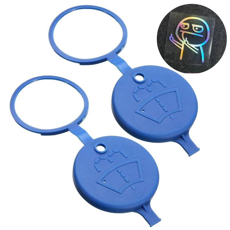 Deckel Wischwasserbehälter,Wischwasser Deckel,2 PCS Waschflüssigkeitsbehälter Tankdeckel,Wischwasserbehälter Lid,mit Autoaufkleber,Für Die Meisten Autos von KARELLS