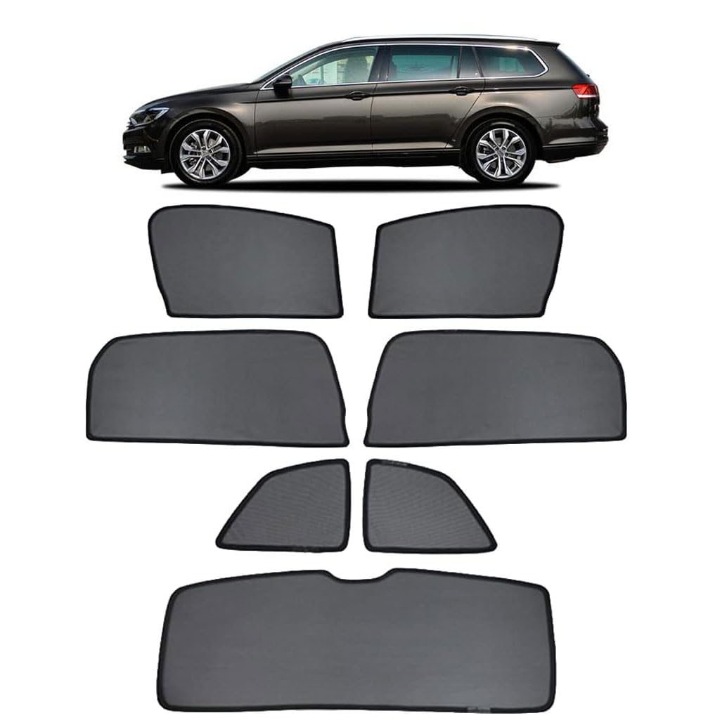 Sonnenschutz Auto Vorhang mit Magneten für Passat B8 Variant 2016-2022 UV Schutz Seitenscheiben Fenster Sonnenblende Sonnenschutz Zubehör Für Baby Schwarz,7PCS von KARFRI