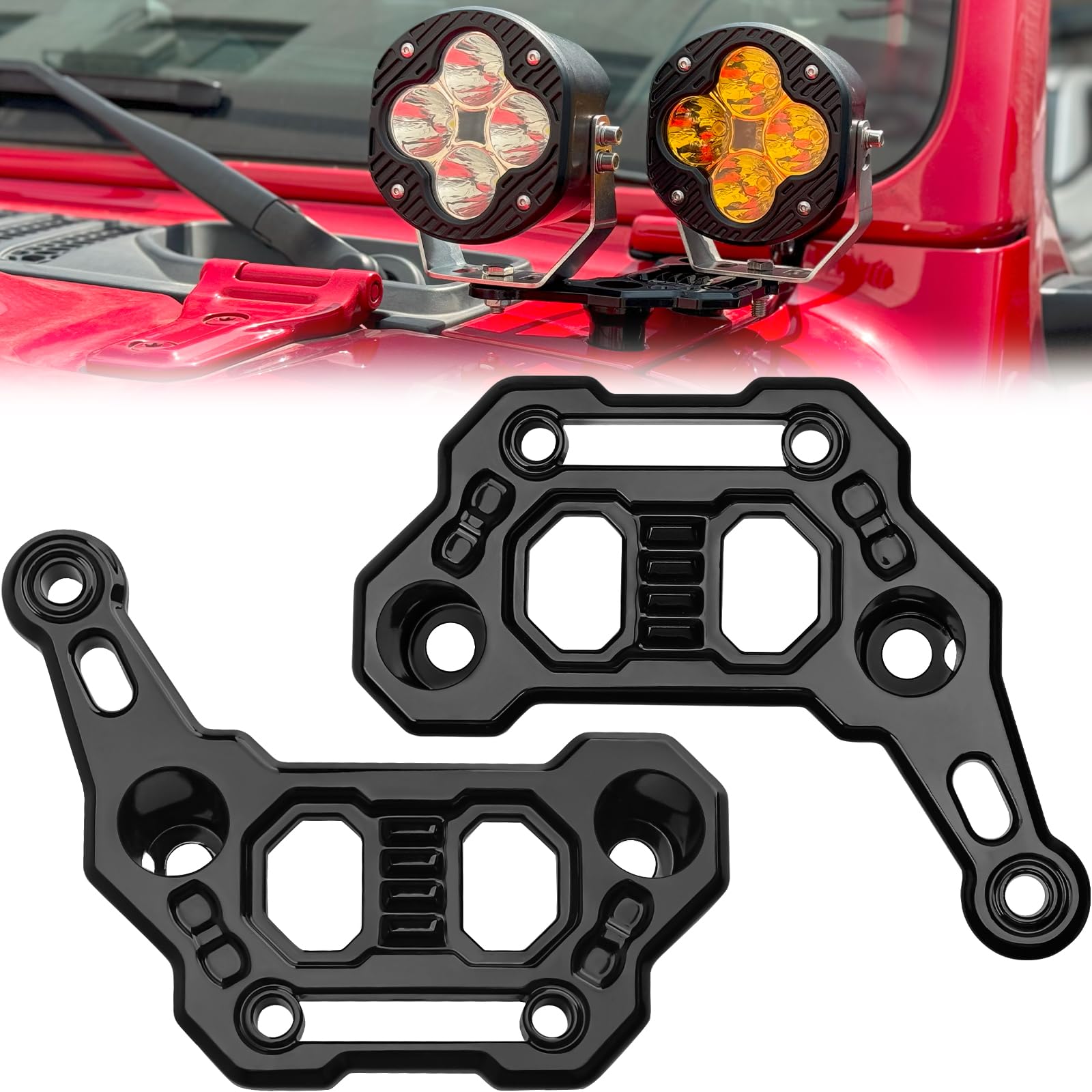 KARSAM Dual Light Bar Hood Mounting Brackets for 2018-2025 Jeep Wrangler JL JLU 4xe Gladiator JT Accessories, Ditch Light Cowl Mounts Fog Light Mount A-Säule LED Light Pod Brackets, 2 Count KARSAM Dual Light Bar Hood Mounting Brackets for 2018-2025 Jeep Wrangler JL JLU 4xe Gladiator JT Accessories, Ditch Light Cowl Mounts Fog Light Mount A-Säule LED Light Pod Brackets, 2 Count von KARSAM