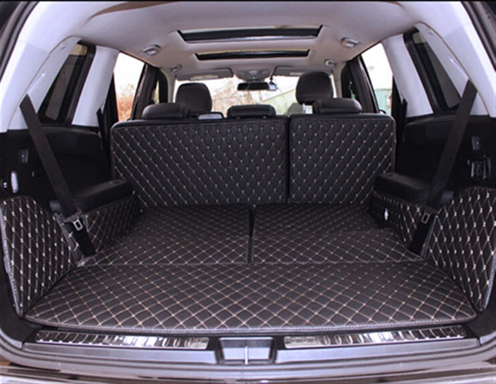 KARTEM Kofferraumwanne Matte Spezielle Kofferraummatten Für Mercedes Für Benz Für GL 400 7-Sitzer X164 2006-2012 wasserdichte Frachtauskleidung Kofferraum Schutzmatte (Farbe : Schwarzbeige) von KARTEM