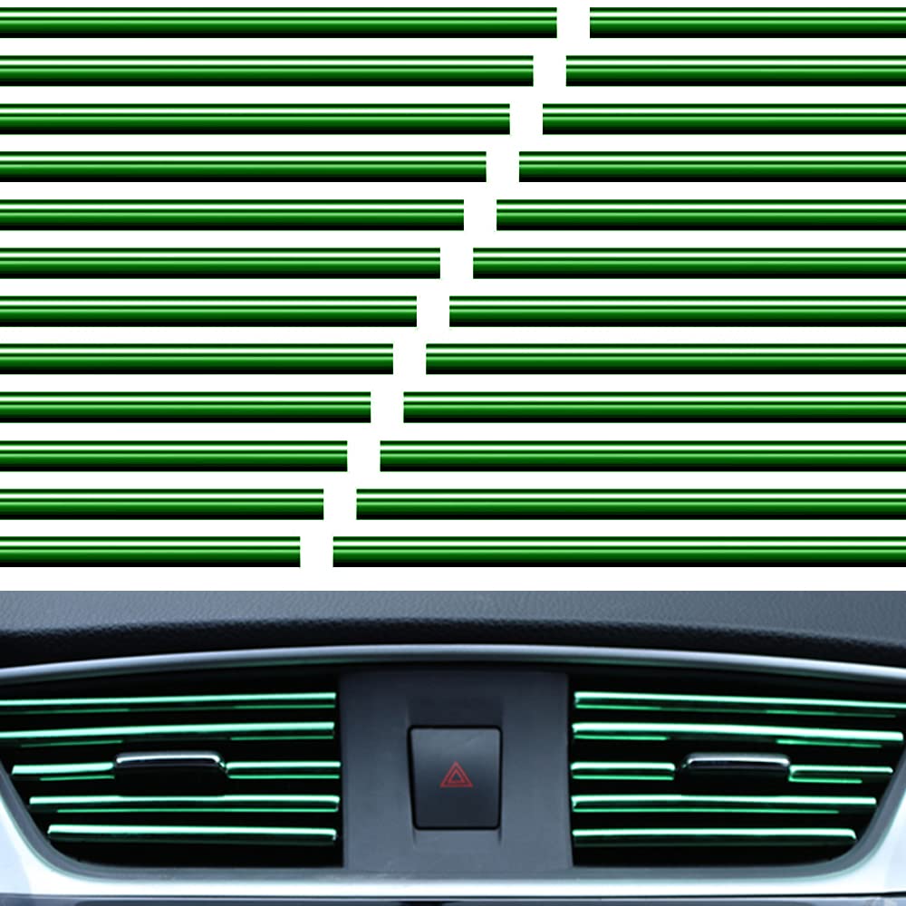 20 Stück Auto Klimaanlage Dekorationsstreifen U Form Leisten für Lüftungsschlitze DIY Decor Zubehör Auto Luftauslass Innen Streifen Dekor Lüftungsschlitz für Klimaanlage Trimmen Streifen (Grün) von KATISHYRO