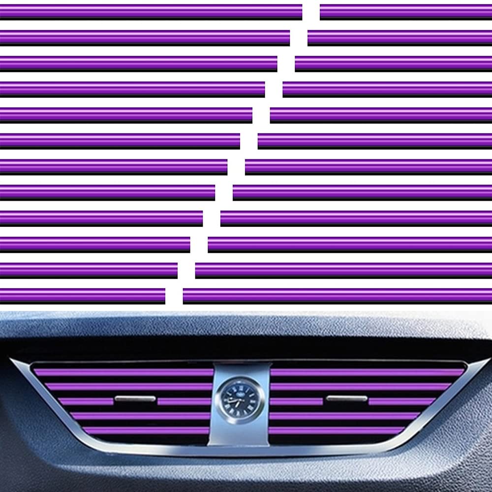 20 Stück Auto Klimaanlage Dekorationsstreifen U Form Leisten für Lüftungsschlitze DIY Decor Zubehör Auto Luftauslass Innen Streifen Dekor Lüftungsschlitz für Klimaanlage Trimmen Streifen (Violett) von KATISHYRO