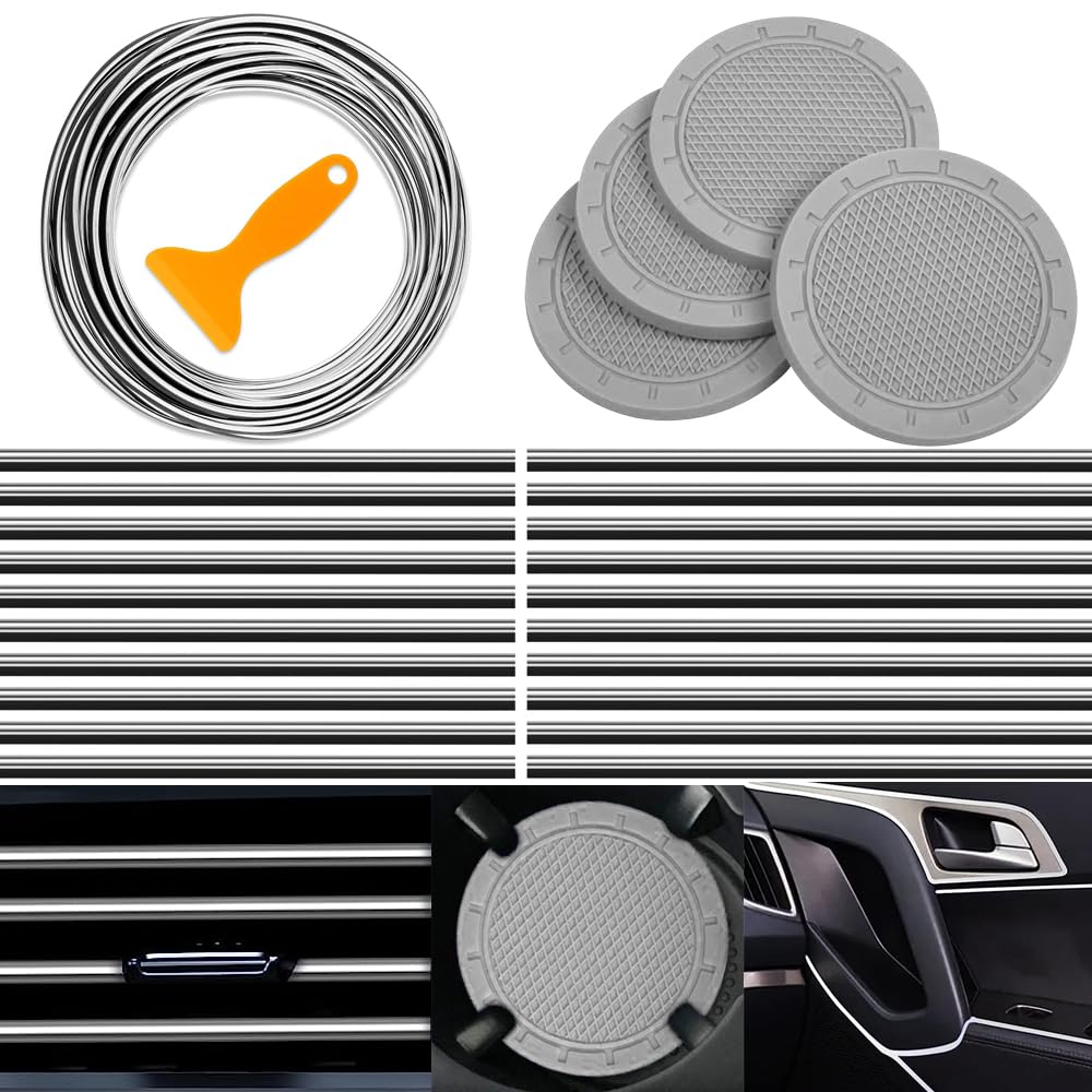 25 Stück Auto-Dekor Zubehör,20 Stück Auto Klimaanlage Dekorationsstreifen U Form Leisten für Lüftungsschlitze,5M Füllstoff Einlegestreifen mit Installation Werkzeug,4 Stück Autotassenmatte(Splitter) 25 Stück Auto-Dekor Zubehör,20 Stück Auto Klimaanlage Dekorationsstreifen U Form Leisten für Lüftungsschlitze,5M Füllstoff Einlegestreifen mit Installation Werkzeug,4 Stück Autotassenmatte(Splitter) von KATISHYRO
