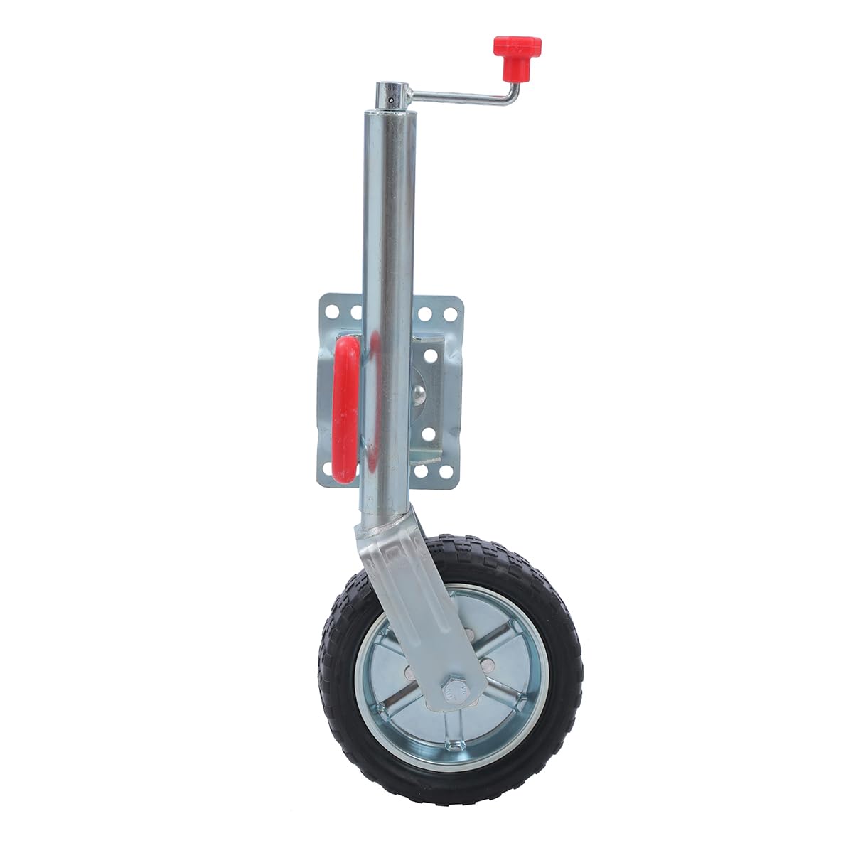 KATSU Jockey Wheel 48mm with 10" Solid Rubber Tyre 900kg Loading Capacity with Bracket Heavy Duty Car Trailer Caravan Couplings Galvanized Steel Top Wind Jockey Wheel von KATSU Tools