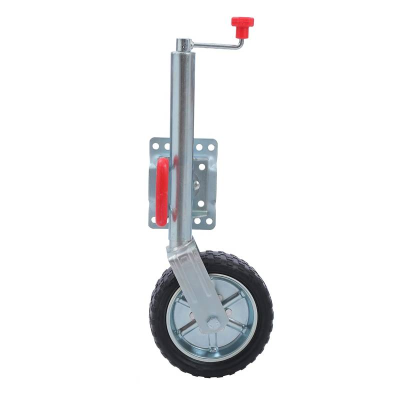 KATSU Jockey Wheel 48mm with 10" Solid Rubber Tyre 900kg Loading Capacity with Bracket Heavy Duty Car Trailer Caravan Couplings Galvanized Steel Top Wind Jockey Wheel von KATSU Tools