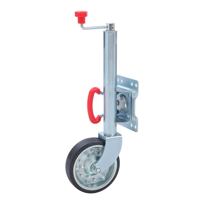 KATSU Jockey Wheel 48mm with 8" Solid Rubber Tyre 500kg Loading Capacity with Bracket Heavy Duty Car Trailer Caravan Couplings Galvanized Steel Top Wind Jockey Wheel von KATSU Tools