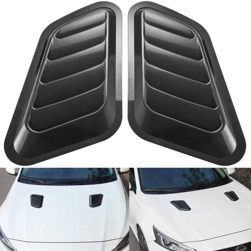 KaTur 1 Para Universal Auto ABS Dekorative Luftstrom Ansaugschaufel Turbo Bonnet Vent Cover Hood (Schwarz) von KATUR