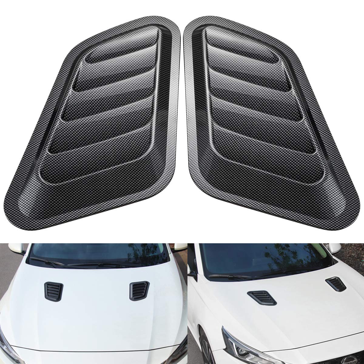 KATUR 1 para Universal Auto ABS Dekorative Luftstrom Einlassschaufel Turbo Bonnet Vent Cover Hood (Kohlefaser) von KATUR