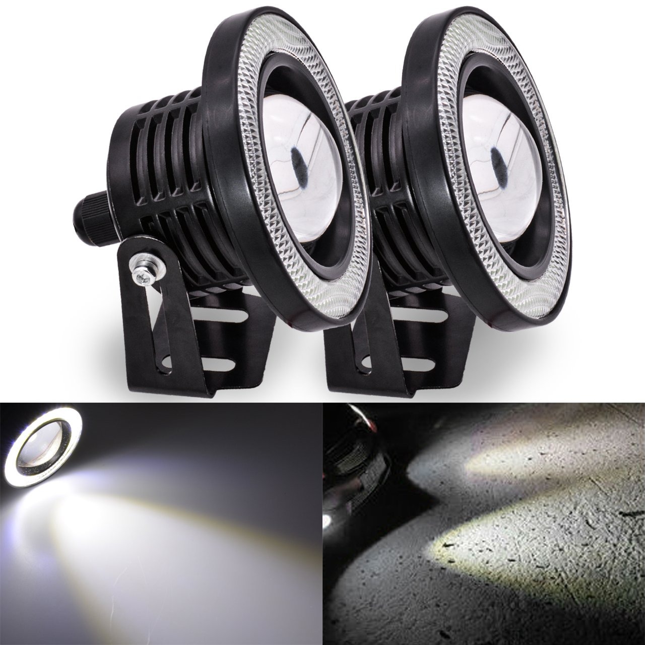 KATUR 2 stücke High Power 3,5 "Projektor Universelle Weiße Nebelscheinwerfer Weiß COB Halo Angel Eye Ringe DRL Fahrscheinwerferlampen KATUR 2 stücke High Power 3,5 "Projektor Universelle Weiße Nebelscheinwerfer Weiß COB Halo Angel Eye Ringe DRL Fahrscheinwerferlampen von KATUR