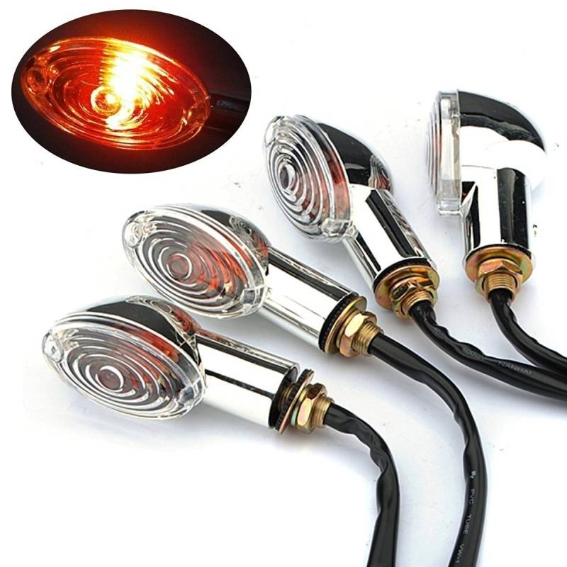 KATUR 4 x Motorrad Blinker Licht Gelb Birne Klar Cat Eye 12V von KATUR