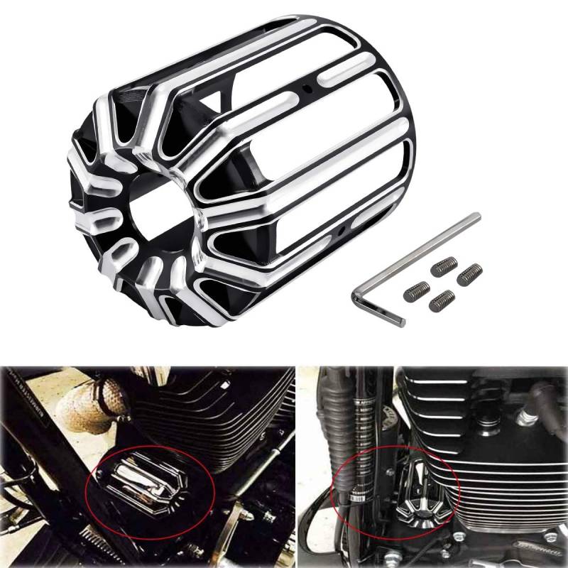 KATUR Motorcycle Black Ölfilterabdeckung Verkleidung Tiefschnitt CNC Aluminium Ölgitter Billet Abdeckung für Harley Davidson Modelle 10 Schwarz 03-482 von KATUR