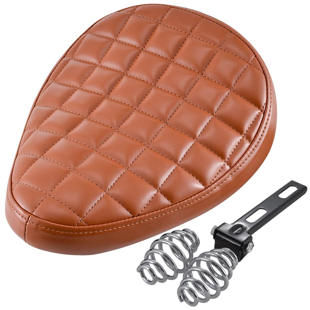 KATUR Motorrad-RüCksitz Braun Solo Pad Sattelleder Quadratische OberfläChe Wasserdichtes Kissen Mit Halterungsfeder Kompatibel Mit Harley Yamaha Custom Bobber Chopper KATUR Motorrad-RüCksitz Braun Solo Pad Sattelleder Quadratische OberfläChe Wasserdichtes Kissen Mit Halterungsfeder Kompatibel Mit Harley Yamaha Custom Bobber Chopper von KATUR