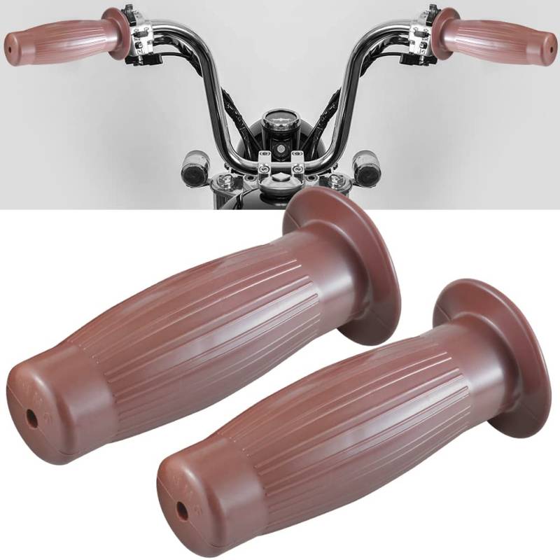 KATUR Motorrad lenkergriffe 22mm 7/8 '' 24mm Rutschfester Gummi Open End Thruster Grip Motorrad Griffe Griffgriffe Braun für Harley Honda Yamaha Kawasaki Suzuki von KATUR