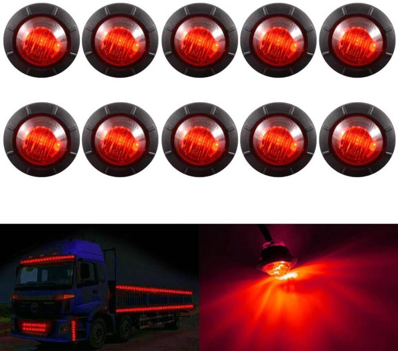 KATUR 3/4 "runde LED Vorne Hinten Seitenmarkierungsanzeigen Licht wasserdichte Kugel Abstand Licht 12 V für Auto LKW (Rot) von KATUR