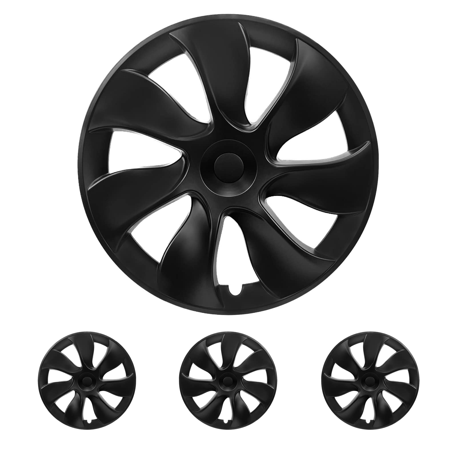 KAVANIC für Tesla Model Y Radabdeckung 19 Zoll Mattschwarz Unterstützung Logo Symmetrie Design (4-TLG.) Blade Stil 2020-2023 Model Y Gemini Radkappe von KAVANIC