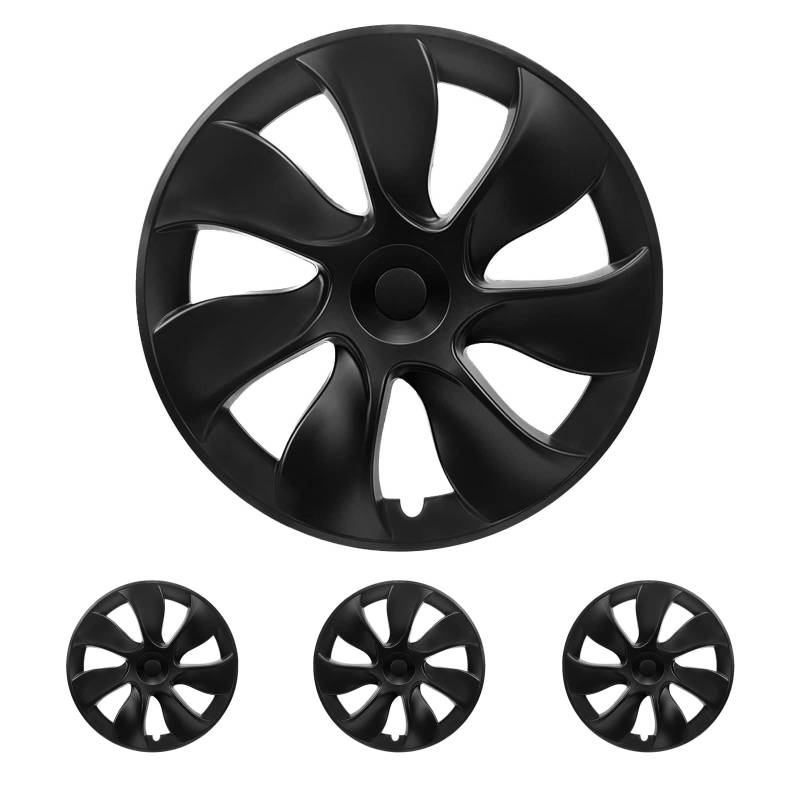 KAVANIC für Tesla Model Y Radabdeckung 19 Zoll Mattschwarz Unterstützung Logo Symmetrie Design (4-TLG.) Blade Stil 2020-2023 Model Y Gemini Radkappe von KAVANIC