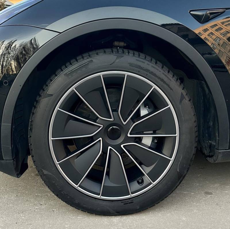 KAVANIC passend für Tesla Model Y Radkappen19 Zoll, Silber/Schwarz 4 Stück Model Y Radkappen Tesla-Radkappen Model Y Vollfelgenabdeckungen für 2020–2024, Zubehör von KAVANIC