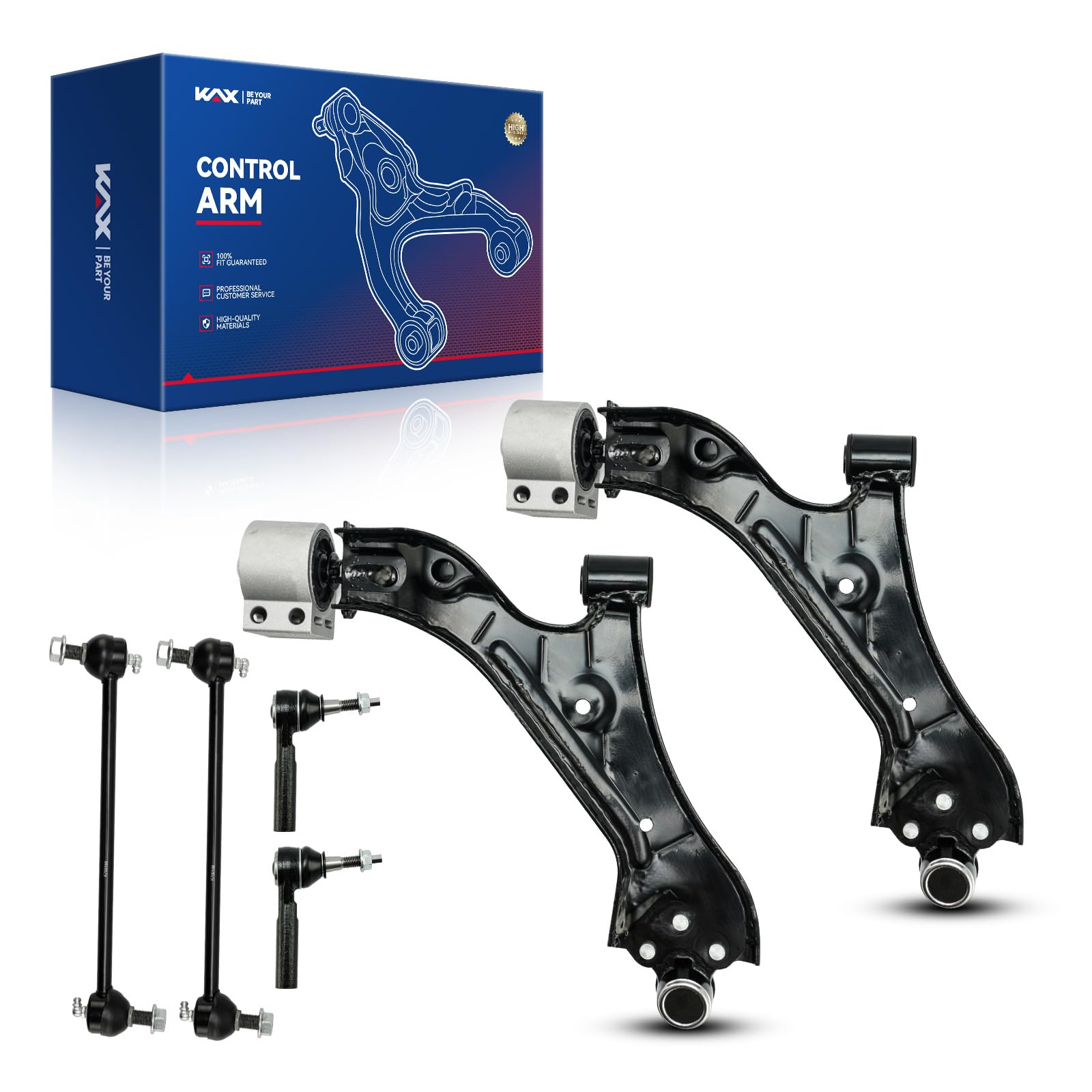 KAX Querlenker vorne unten mit Kugelgelenk und Querstange und äußeren Spurstangen für Chevy Equinox GMC Terrain Suspension Kit K623489 (524-157), K623488(524-157), K623488(524-158), 6 Stück von KAX