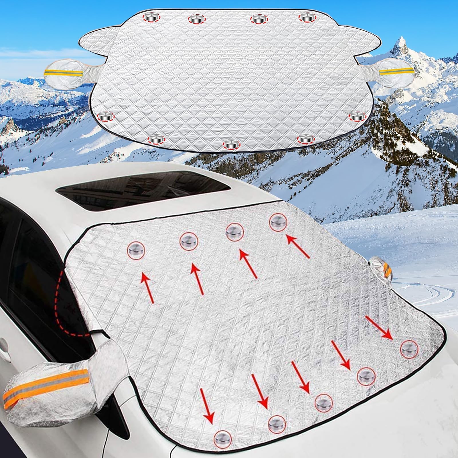 Frontscheibenabdeckung für Hyundai Staria,Winter Auto Windschutzscheibenabdeckung mit Magnet Gegen Frost/Schnee/EIS/Staub/Sonne (180 X 120 cm) von KAddu