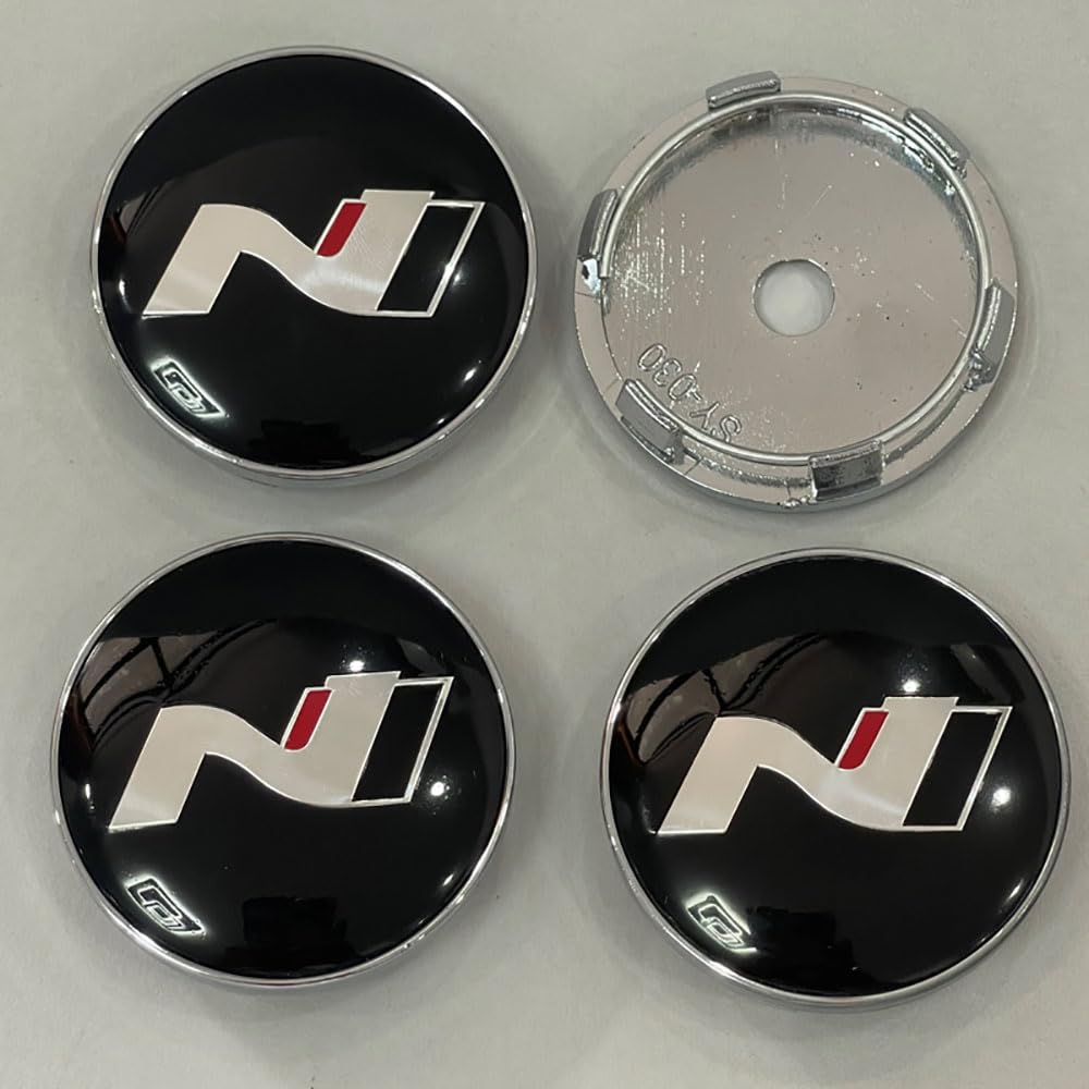 4 Stück Auto Radnabenkappen Radnabenabdeckung kompatibel mit für Hyundai N LINE i30 i20 Sonata Accent Tucson Elantra Veloster 60mm,60mm-B von KAnduo