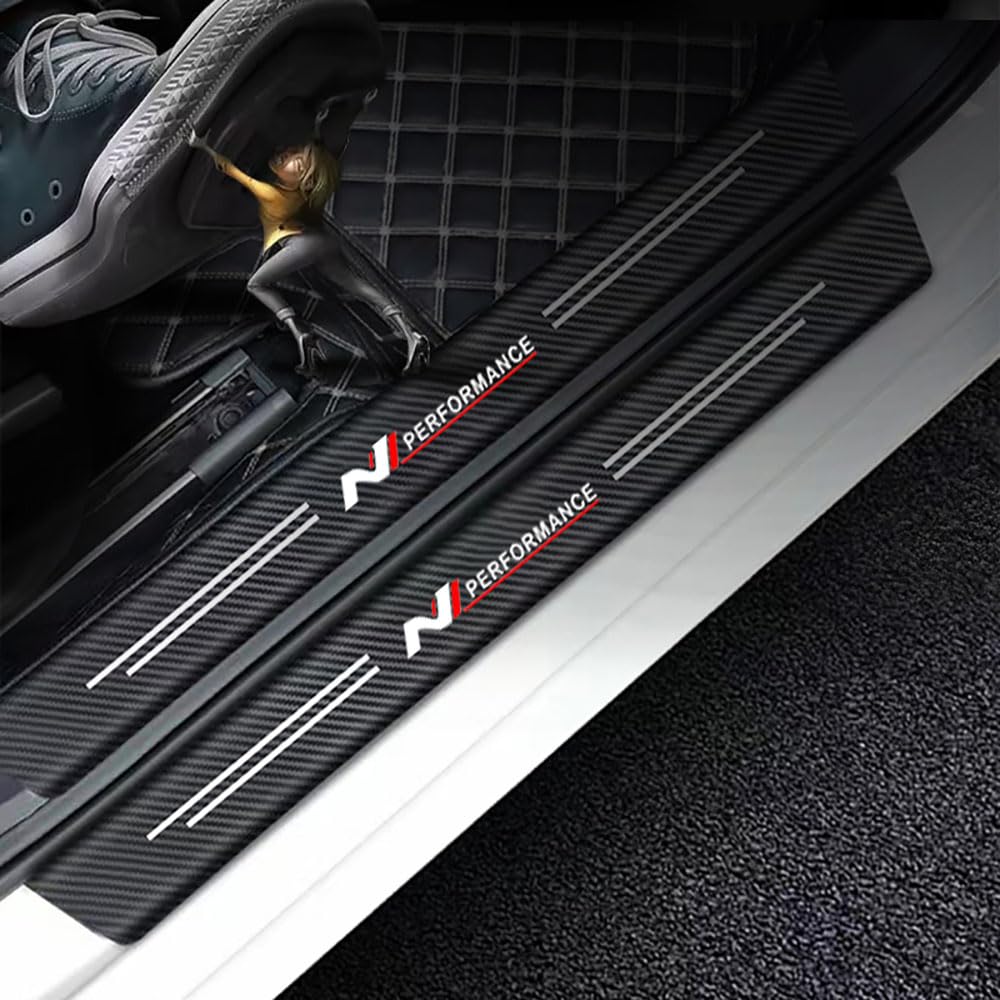4pcs Auto Kohlefaser Einstiegsleisten Türschweller Schutzfolie kompatibel mit für Hyundai N Performance I30N I20 I30 I40 Ix35 Tucson von KAnduo