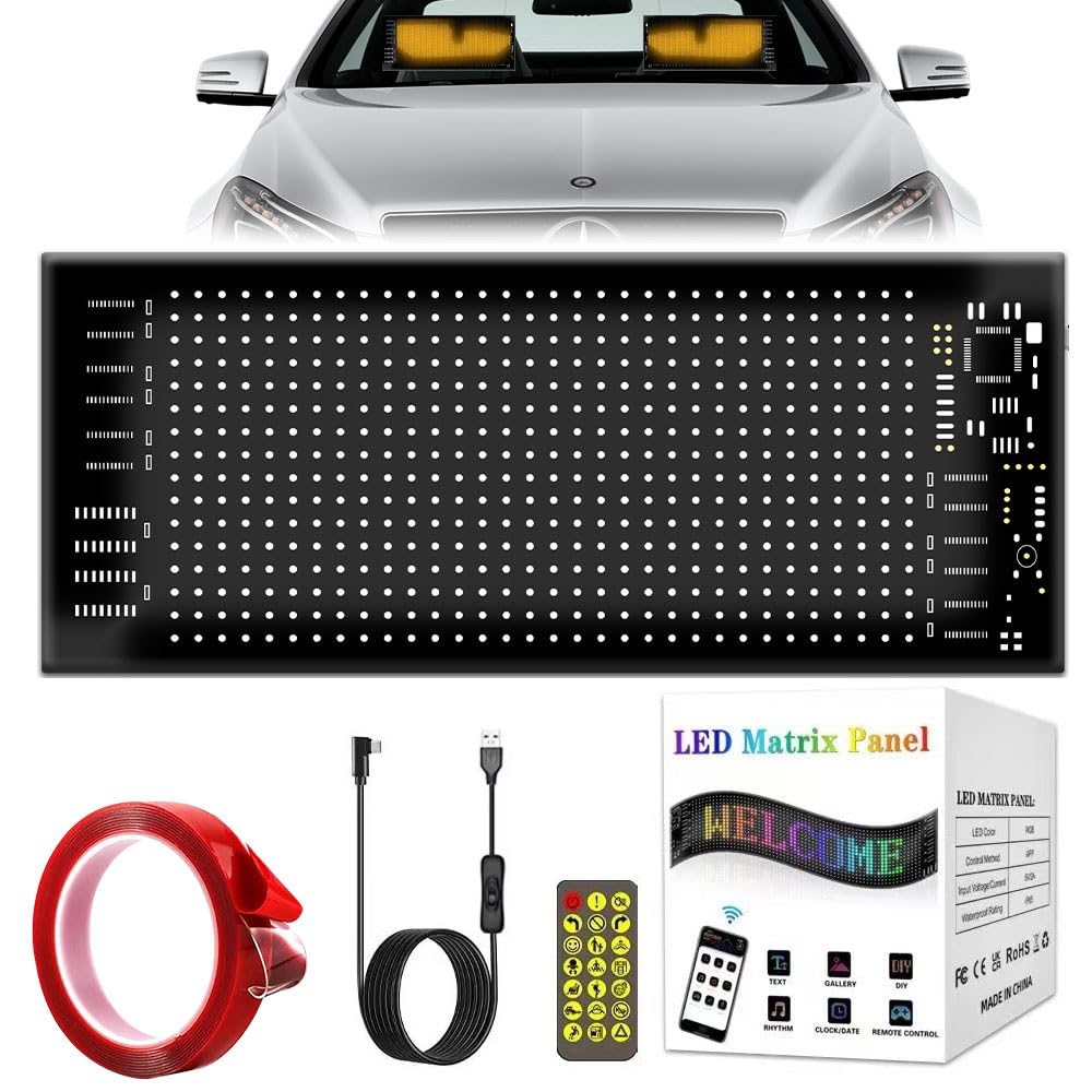 KBIBCK Teufelsaugen-Lichter für Autos, Devil Eyes Licht für Auto und LKW, Programmierbares Flex-Auto-LED-Display, LED Augen für, Colorful Eye Lamp Soft Screen for Car Window (16 * 32cm) von KBIBCK