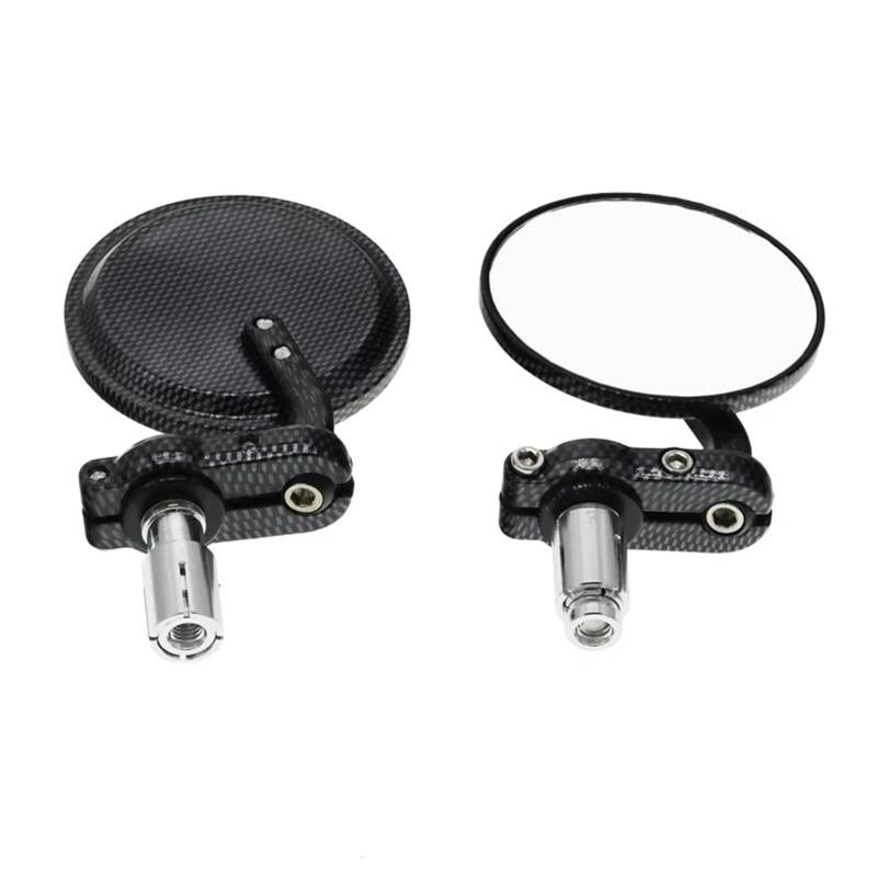 Motorrad-Rückspiegel 1 Paar 22mm Lenkerenden Rückspiegel Außenspiegel Universal Motorrad Spiegel Motor Zubehör Aluminium Schwarz Handlebar End Mirror(Carbon pattern) von KCKZCFCYPQ