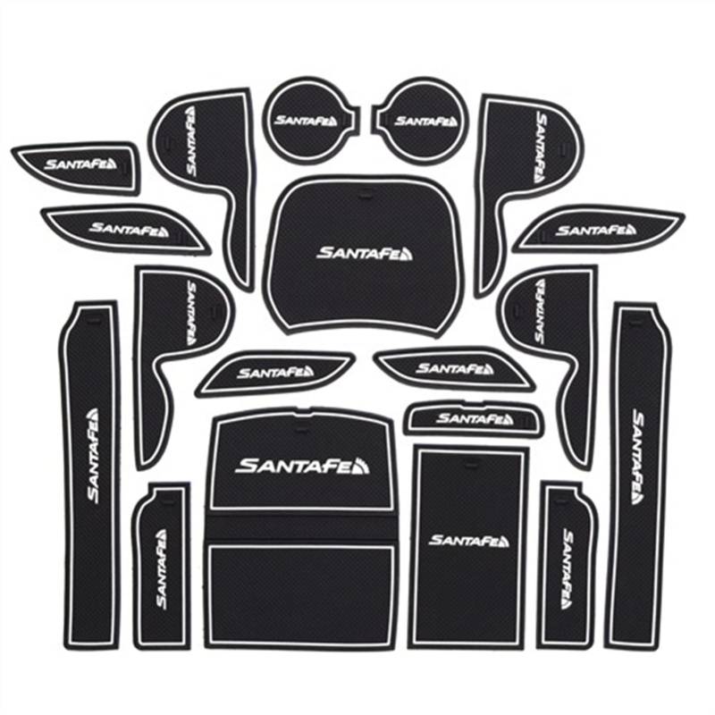 KCSAC Anti-Rutsch-Gummi-Gate-Slot-Tasse-Matte for Hyundai Santa Fe 2013-2018 2017 2016 DM Maxcruz Grand Santafe Autozubehör Matten Pad (Color : 13-18Santa Fe White) von KCSAC