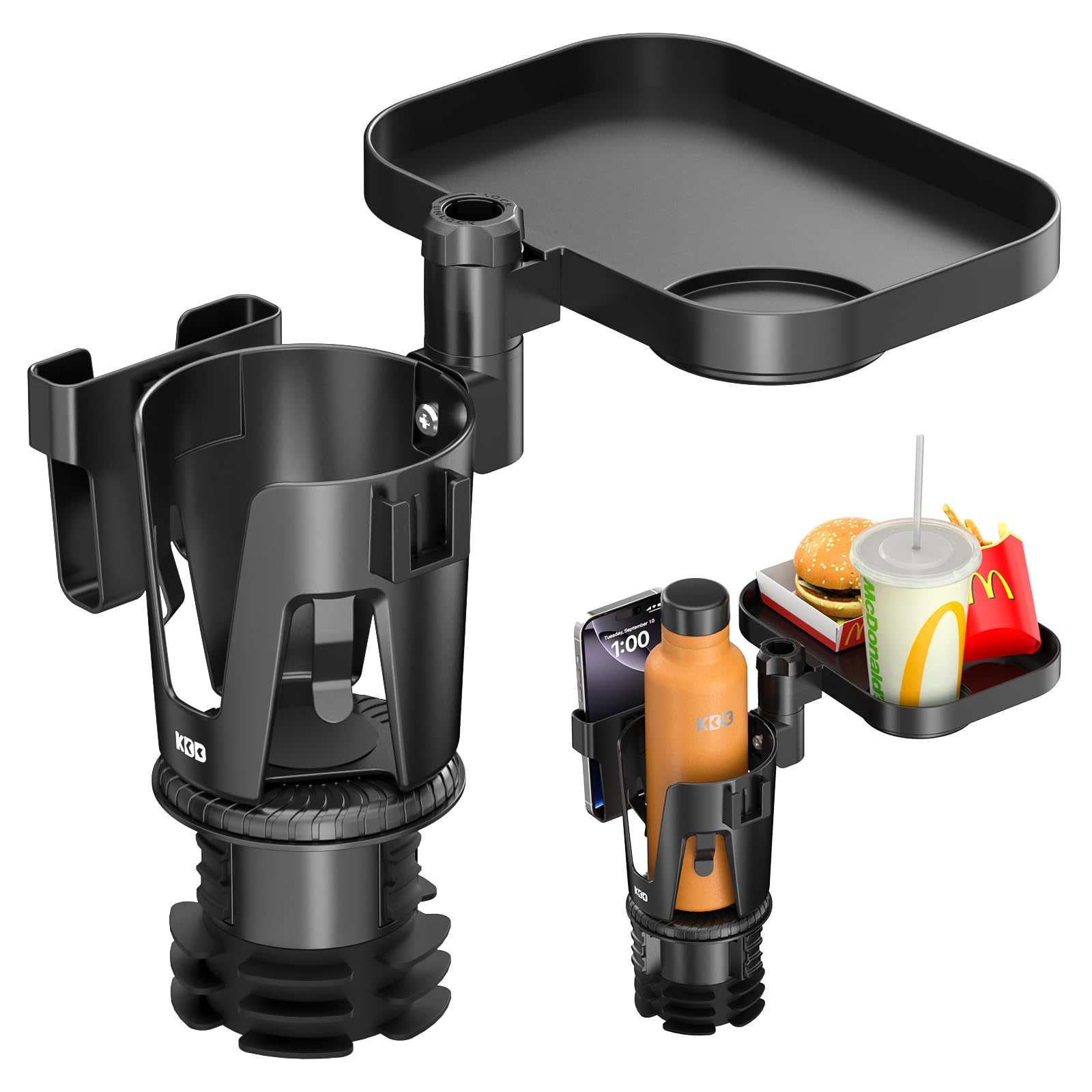 KDD Auto Getränkehalter Expander - 3 in 1 Becherhalter Auto mit Verstellbarer Basis - Auto Doppelgetränkehalter mit Abnehmbare Handyhalter & 360° Drehbares Essenstablett für Fahrzeugen Auto Zubehör KDD Auto Getränkehalter Expander - 3 in 1 Becherhalter Auto mit Verstellbarer Basis - Auto Doppelgetränkehalter mit Abnehmbare Handyhalter & 360° Drehbares Essenstablett für Fahrzeugen Auto Zubehör von KDD