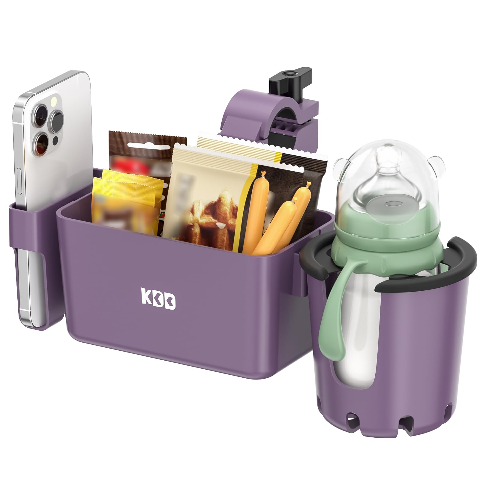 KDD Getränkehalter Kinderwagen mit Snack Tablett, 3-in-1 Universal Becherhalter Kinderwagen mit Handyhalterung, Abnehmbarer Flaschenhalter, 360°Drehung für ABC Design Cybex Rollstuhl Fahrrad Rollator KDD Getränkehalter Kinderwagen mit Snack Tablett, 3-in-1 Universal Becherhalter Kinderwagen mit Handyhalterung, Abnehmbarer Flaschenhalter, 360°Drehung für ABC Design Cybex Rollstuhl Fahrrad Rollator von KDD
