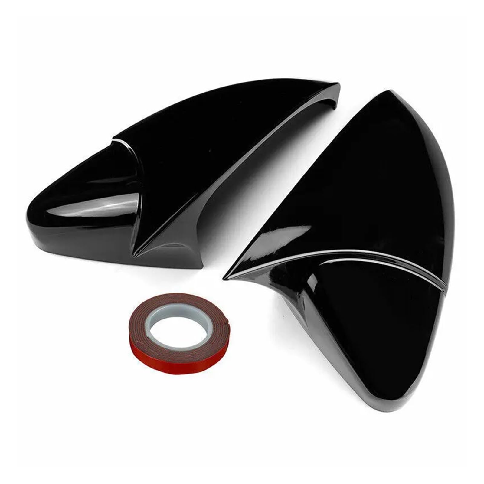 KDMOWHON Auto-Rückspiegel-Seitenspiegel-Abdeckung, Horn-Flügelkappe, Außentür-Rückspiegelgehäuse, Zieraufkleber, kompatibel mit VW GOLF 7 MK7 MK7.5 R GTI 2014–2019(Gloss Black) von KDMOWHON