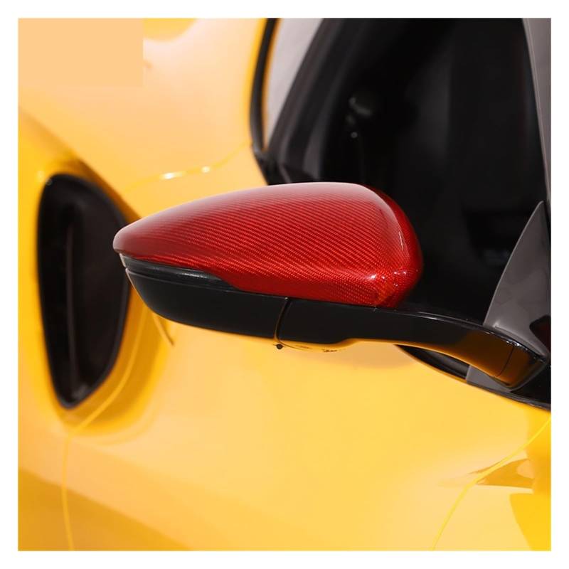 KDMOWHON Echte Carbonfaser-Rückspiegelkappen, Seitenflügel-Rückspiegelabdeckung, Zierzubehör, kompatibel mit Lotus Emira 2022 2023(Style A RED 2PCS) von KDMOWHON