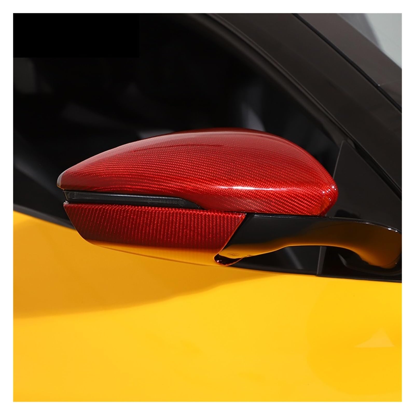 KDMOWHON Echte Carbonfaser-Rückspiegelkappen, Seitenflügel-Rückspiegelabdeckung, Zierzubehör, kompatibel mit Lotus Emira 2022 2023(Style C RED 4PCS) von KDMOWHON