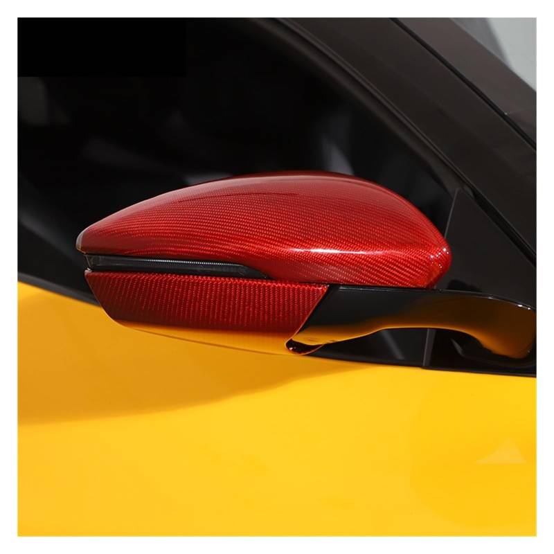 KDMOWHON Echte Carbonfaser-Rückspiegelkappen, Seitenflügel-Rückspiegelabdeckung, Zierzubehör, kompatibel mit Lotus Emira 2022 2023(Style C RED 4PCS) von KDMOWHON