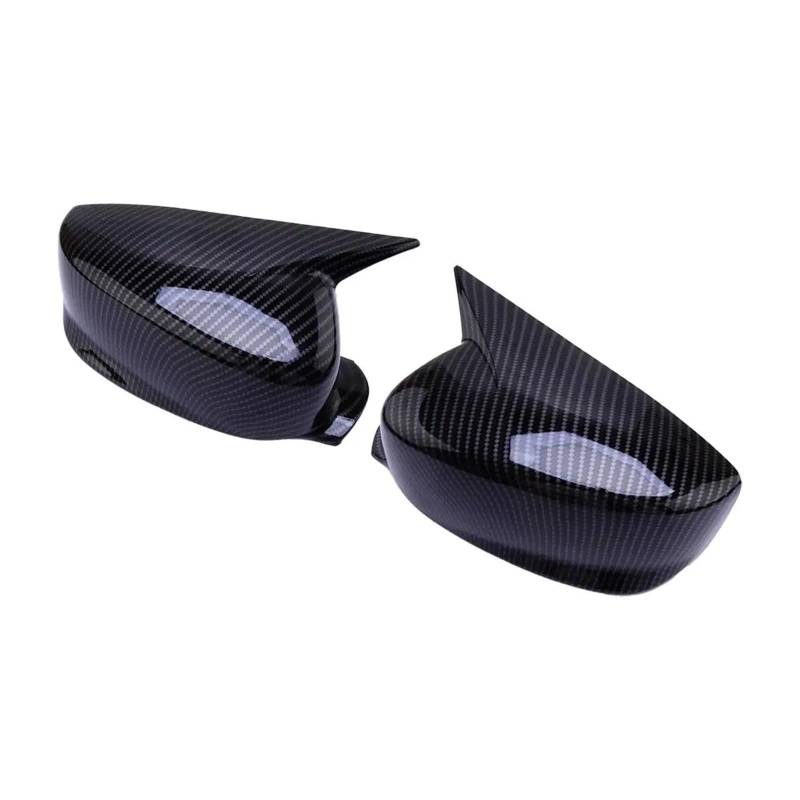 KDMOWHON Horn Style Auto-Seitenrückspiegel-Abdeckungsverkleidung, kompatibel mit Acura ILX 2013–2017 2018 2019 2020 2021 2022, schwarzes Carbonfaser-Design, ABS von KDMOWHON