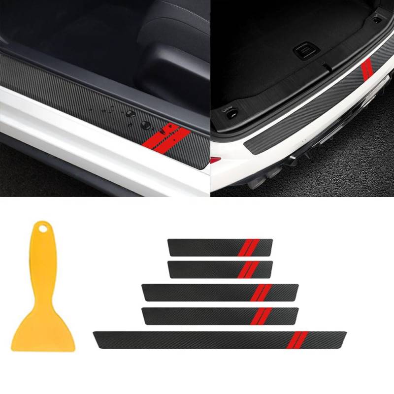 KDNWQF Auto Einstiegsleisten Kohlefaser Aufkleber für VW Golf 8 MK8 TSI TDI GTI GTD GTE R R-Line 2020-2022, Auto Carbon Fiber Einstiegsleisten Türschweller Auto Einstiegsleisten Schutzfolie, 5 Stück von KDNWQF