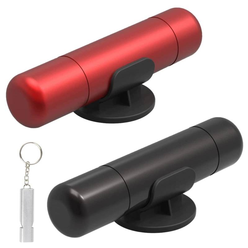 2 In 1 Auto Sicherheitshammer 3 Stücke Set Car Safety Hammer Gurtschneider Notfallhammer Notfallhammer Auto Nothammer mit Gurtschneider Fensterbrecher Notfall Werkzeug Autozubehör (Schwarz und Rot) von KDUH