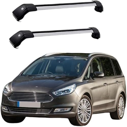 Auto Gepäckträger Für Ford Galaxy(CK) 2015 2016 2017 2018 2019 2020+ Zubehör Dachgepäckträger Querträger AbschließBar Outdoor Ausrüstung Verstellbare,C-Silver Black von KDZDJH