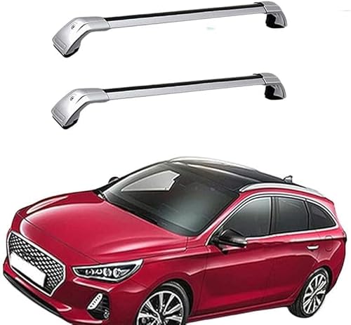 Auto Gepäckträger Für Hyundai i30 (SW) Estate 2018 2019 2020 Zubehör Dachgepäckträger Querträger AbschließBar Outdoor Ausrüstung Verstellbare,B-Silver von KDZDJH