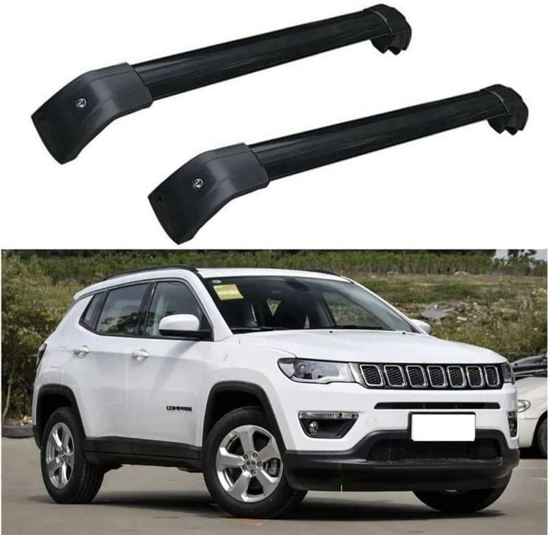 Auto Gepäckträger Für Jeep Compass 2017+ Zubehör Dachgepäckträger Querträger AbschließBar Outdoor Ausrüstung Verstellbare,A-Black von KDZDJH